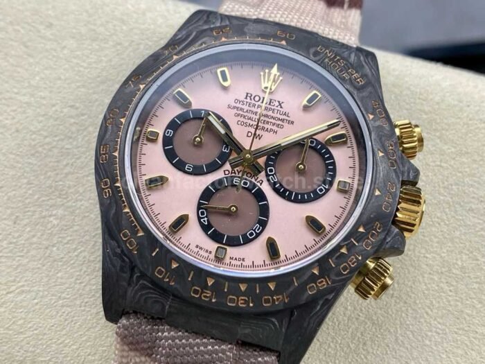 DIW Factory Rolex Daytona 116500 Limited Edition， 40mm Carbon Fiber Artificial Fiber Woven Strap Pink Dial - Image 3