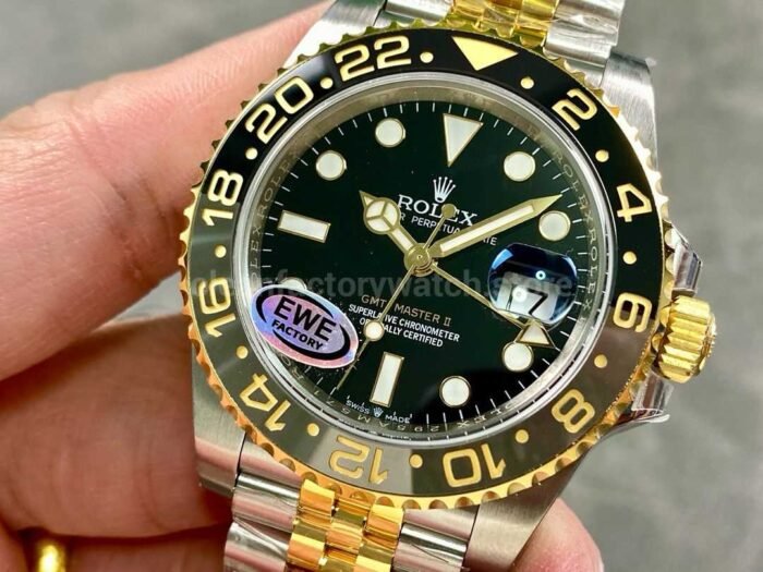 EWE Factory Rolex Bruce Wayne GMT-MASTER II 126713GRNR-0001 40mm Half Yellow Gold Black Dial Jubilee - Image 3