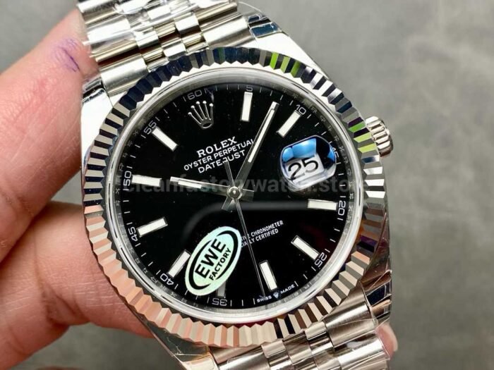 EWE Factory Rolex Datejust 126334 0018 41mm Full 904L Black Dial Jubilee 1 Super Clone Watch,Clean Factory Watch