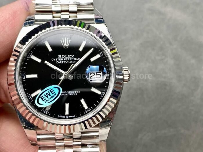 EWE Factory Rolex Datejust 126334 0018 41mm Full 904L Black Dial Jubilee 4 Super Clone Watch,Clean Factory Watch