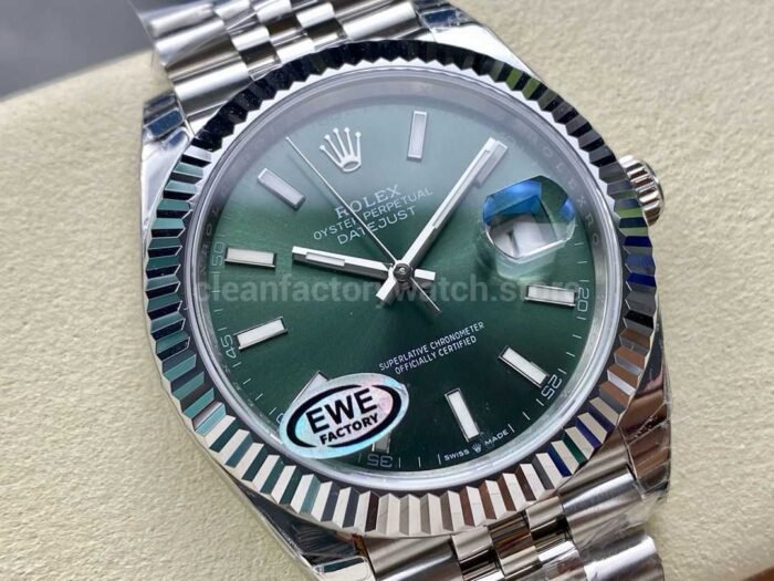EWE Factory Rolex Datejust 126334 0028 41mm White Gold904L Green Mint Dial Jubilee 3 Super Clone Watch,Clean Factory Watch