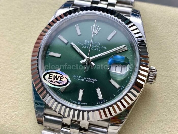 EWE Factory Rolex Datejust 126334 0028 41mm White Gold904L Green Mint Dial Jubilee 7 Super Clone Watch,Clean Factory Watch