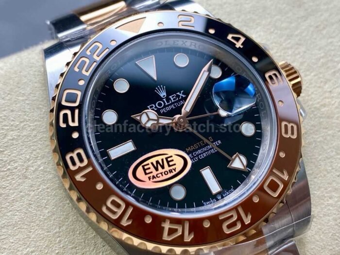 EWE Factory Rolex Rootbeer GMT-MASTER II 126711CHNR-0002 40mm Half Rose Gold Black Dial - Image 2