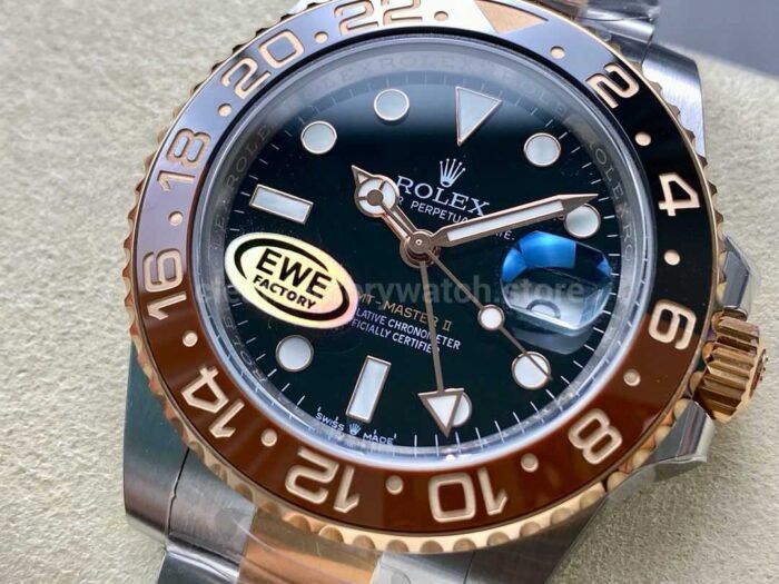 EWE Factory Rolex Rootbeer GMT-MASTER II 126711CHNR-0002 40mm Half Rose Gold Black Dial - Image 3