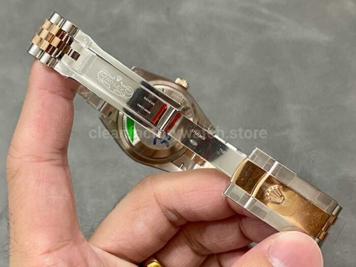 GM Factory Rolex Datejust 126201 0013 36mm Rose Gold Smooth Bezel Half Rose Gold Gray Dial Jubilee 8 Super Clone Watch,Clean Factory Watch