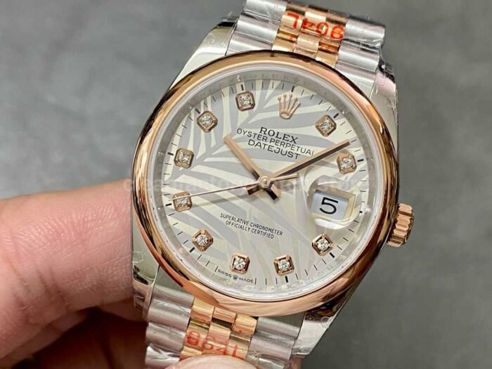 GM Factory Rolex Datejust 126201 0037 36mm Rose Gold Smooth Bezel Half Rose Gold Diam 5 Super Clone Watch,Clean Factory Watch