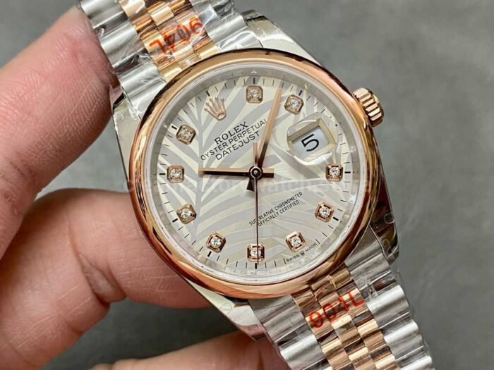 GM Factory Rolex Datejust 126201 0037 36mm Rose Gold Smooth Bezel Half Rose Gold Diam 6 Super Clone Watch,Clean Factory Watch