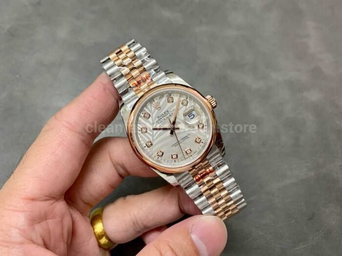 GM Factory Rolex Datejust 126201 0037 36mm Rose Gold Smooth Bezel Half Rose Gold Diam 7 Super Clone Watch,Clean Factory Watch