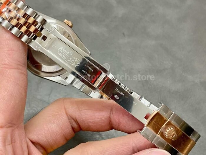 GM Factory Rolex Datejust 126201 0037 36mm Rose Gold Smooth Bezel Half Rose Gold Diam Super Clone Watch,Clean Factory Watch