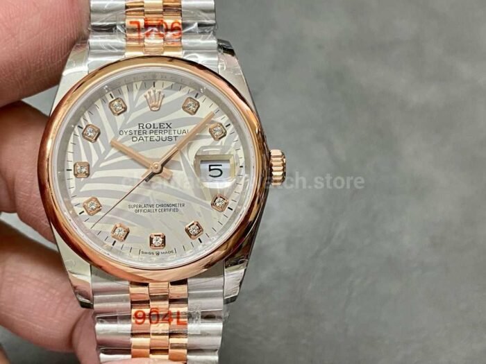 GM Factory Rolex Datejust 126201 0037 36mm Rose Gold Smooth Bezel Half Rose Gold Diam 8 Super Clone Watch,Clean Factory Watch