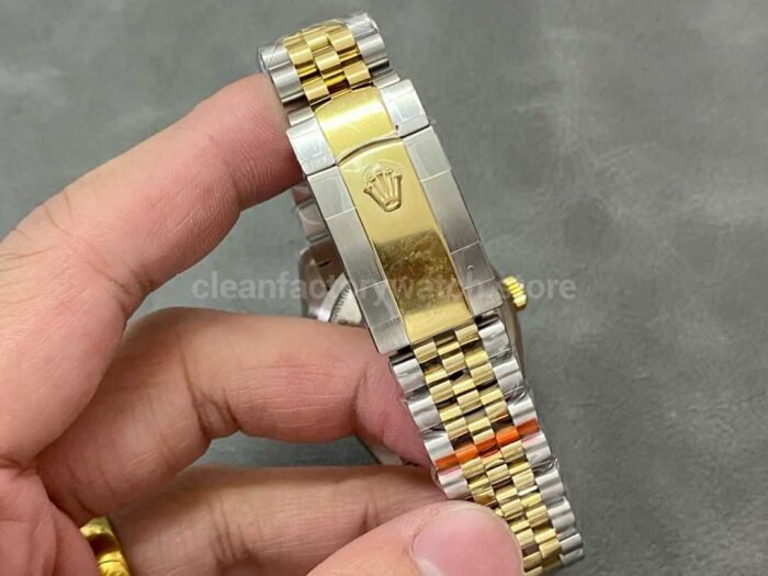 GM Factory Rolex Datejust 126233 0021 36mm Half Yellow Gold Diamond Mop Black Dial Jubilee 9 Super Clone Watch,Clean Factory Watch