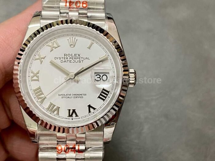 GM Factory Rolex Datejust 126234 0025 36mm Full 904L Roman Numerals White Dial Jubilee 6 Super Clone Watch,Clean Factory Watch