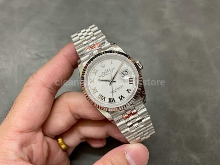 GM Factory Rolex Datejust 126234 0025 36mm Full 904L Roman Numerals White Dial Jubilee 8 Super Clone Watch,Clean Factory Watch