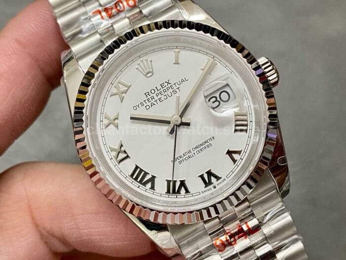 GM Factory Rolex Datejust 126234 0025 36mm Full 904L Roman Numerals White Dial Jubilee 9 Super Clone Watch,Clean Factory Watch