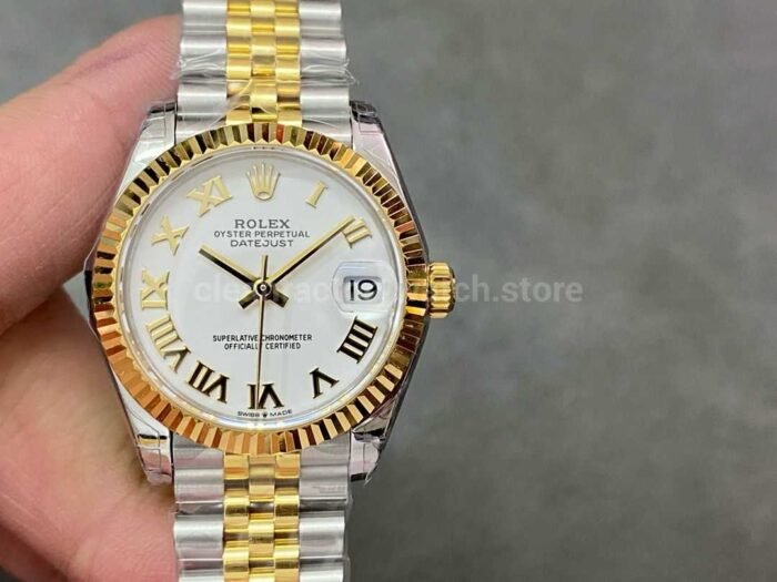 GS Factory Rolex Datejust 278273 0002 31MM Half Gold Roman Number White Dial Jubilee 7 Super Clone Watch,Clean Factory Watch