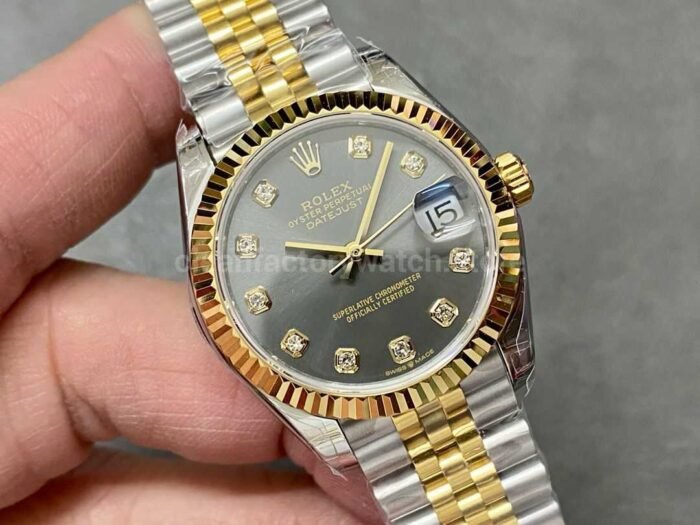 GS Factory Rolex Datejust 278273 0022 31MM Half Gold Diamond Mop Grey Dial Jubilee 1 Super Clone Watch,Clean Factory Watch