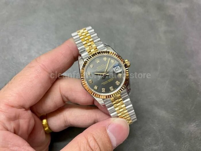 GS Factory Rolex Datejust 278273 0022 31MM Half Gold Diamond Mop Grey Dial Jubilee 7 Super Clone Watch,Clean Factory Watch