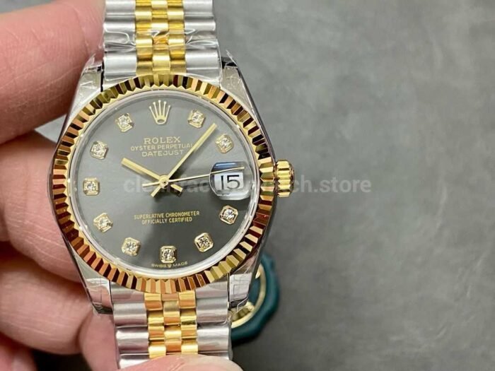 GS Factory Rolex Datejust 278273 0022 31MM Half Gold Diamond Mop Grey Dial Jubilee 9 Super Clone Watch,Clean Factory Watch