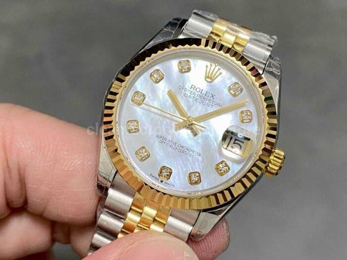 GS Factory Rolex Datejust 278273 0028 31MM Half Gold Diamond Mop White Mother Of Pearl Dial J 3 Super Clone Watch,Clean Factory Watch