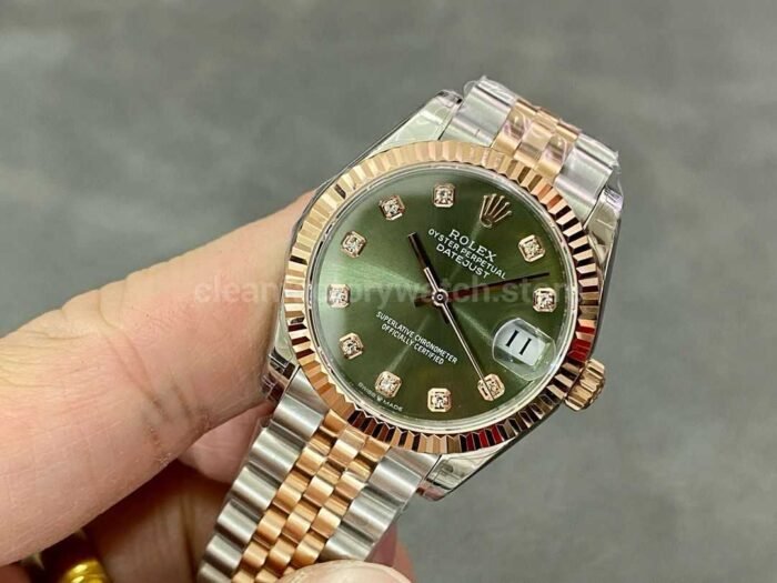 GS Factory Rolex Datejust 278273 0030 31MM Half Gold Diamond Mop Green Dial Jubilee 3 Super Clone Watch,Clean Factory Watch