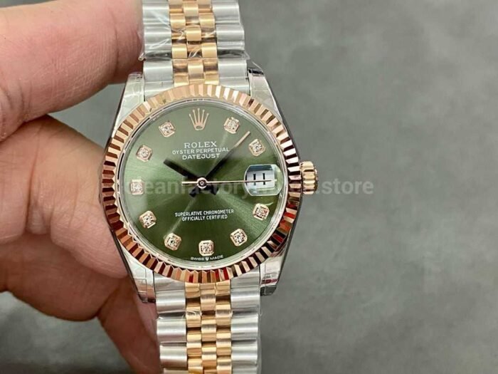 GS Factory Rolex Datejust 278273 0030 31MM Half Gold Diamond Mop Green Dial Jubilee 6 Super Clone Watch,Clean Factory Watch