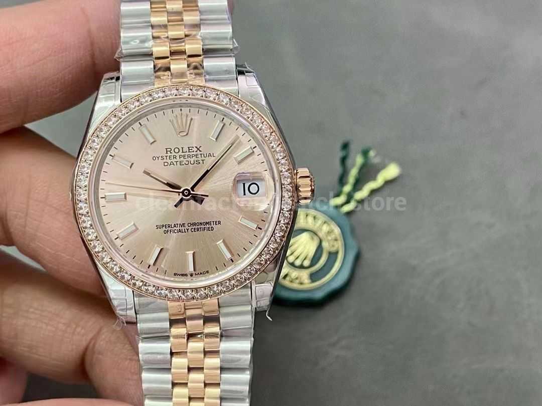 GS Factory Rolex Datejust 278381RBR-0010 31MM Diamond Bezel Half Rose Gold Pink Dial Jubilee