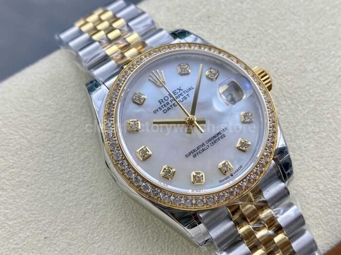 GS Factory Rolex Datejust 278383RBR-0028 31MM Diamond Bezel Half Gold Diamond Mop White Mother Of Pearl Dial Jubilee - Image 2