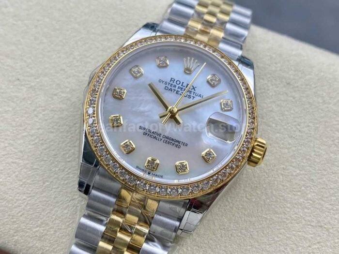 GS Factory Rolex Datejust 278383RBR-0028 31MM Diamond Bezel Half Gold Diamond Mop White Mother Of Pearl Dial Jubilee - Image 3
