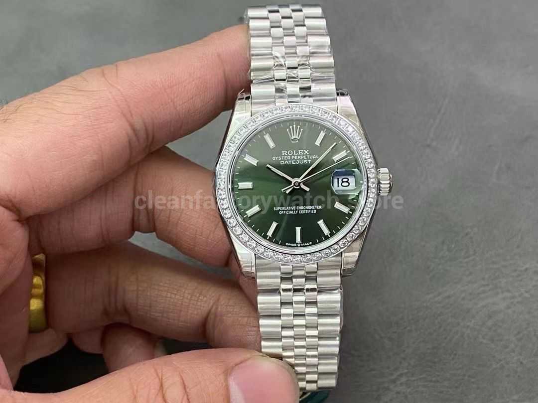 GS Factory Rolex Datejust 278384RBR-0022 31MM Diamond Bezel Mint Green Dial Jubilee
