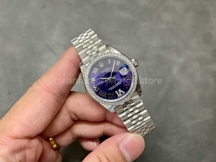 GS Factory Rolex Datejust 278384RBR-0030 31MM Diamond Bezel Roman Number&Diamond Aubergine Purple Dial Jubilee - Image 4