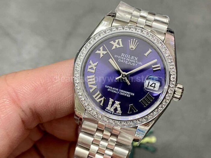 GS Factory Rolex Datejust 278384RBR-0030 31MM Diamond Bezel Roman Number&Diamond Aubergine Purple Dial Jubilee - Image 3