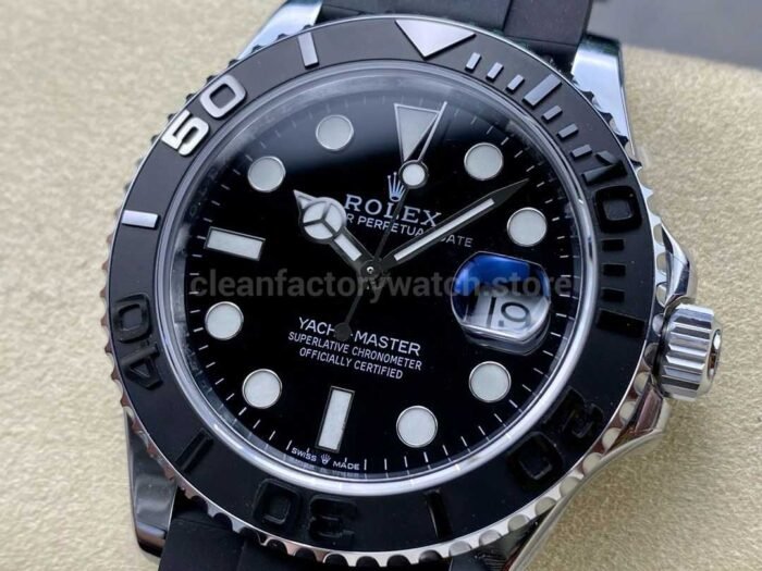 IPK Factory Rolex Yacht Master 226659 0002 42mm Platinum Rubber Strap Black Dial 9 Super Clone Watch,Clean Factory Watch