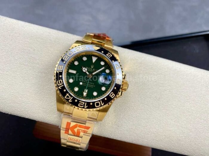 KF Factory Rolex GMT Master II 116718LN 40mm Full Gold Green Dial 1 Super Clone Watch,Clean Factory Watch