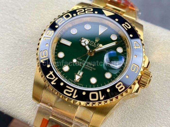 KF Factory Rolex GMT Master II 116718LN 40mm Full Gold Green Dial 4 Super Clone Watch,Clean Factory Watch