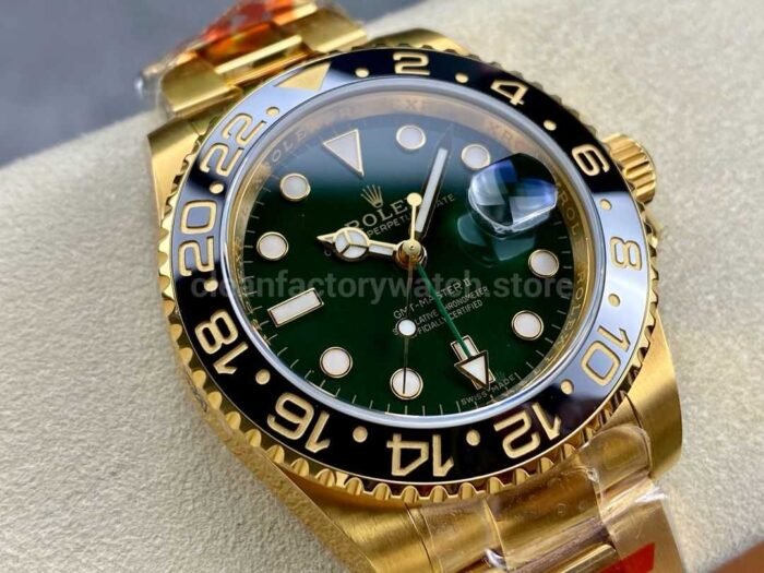 KF Factory Rolex GMT Master II 116718LN 40mm Full Gold Green Dial 5 Super Clone Watch,Clean Factory Watch