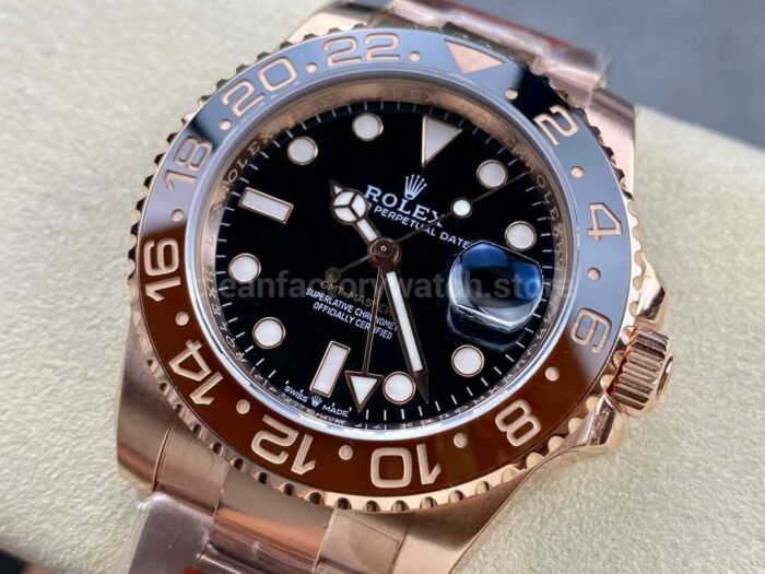 KF Factory Rolex GMT Master II 126715CHNR 40mm Full Rose Gold Black Dial 9 Super Clone Watch,Clean Factory Watch