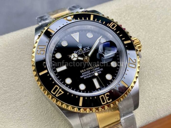 KF Factory Rolex Sea Dweller 126603 43mm Half Gold Black Dial 5 Super Clone Watch,Clean Factory Watch