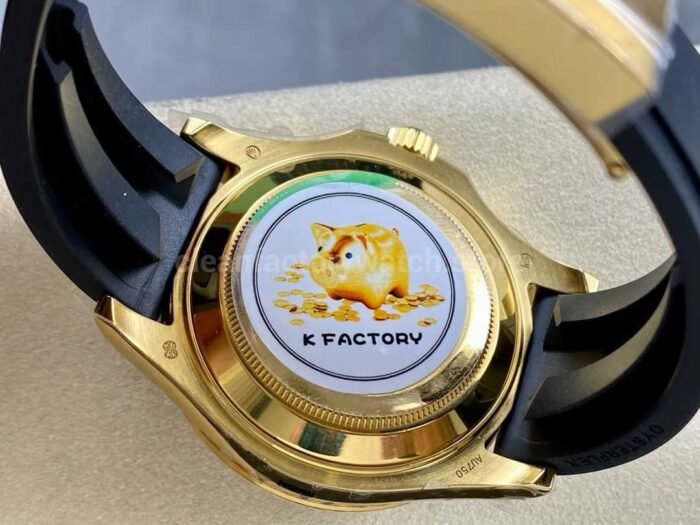 KF Factory Rolex Yacht Master 42 226658 42mm Gold Rubber Strap Black Dial 2 Super Clone Watch,Clean Factory Watch