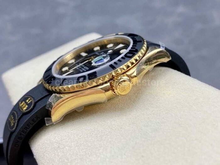 KF Factory Rolex Yacht Master 42 226658 42mm Gold Rubber Strap Black Dial 4 Super Clone Watch,Clean Factory Watch