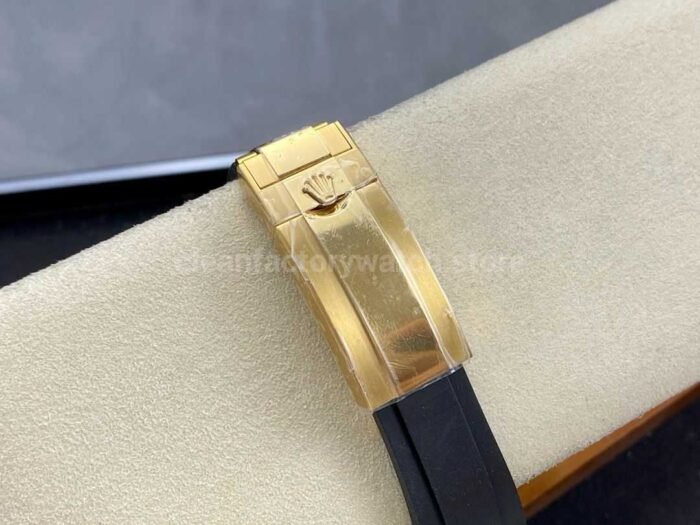 KF Factory Rolex Yacht Master 42 226658 42mm Gold Rubber Strap Black Dial 8 Super Clone Watch,Clean Factory Watch