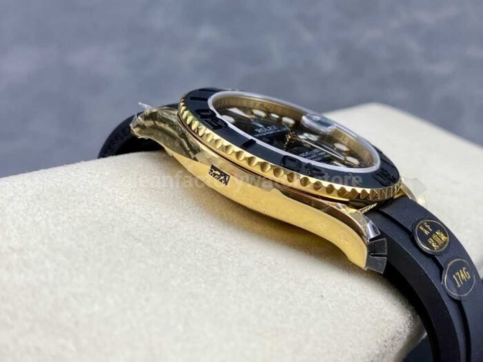 KF Factory Rolex Yacht Master 42 226658 42mm Gold Rubber Strap Black Dial 9 Super Clone Watch,Clean Factory Watch