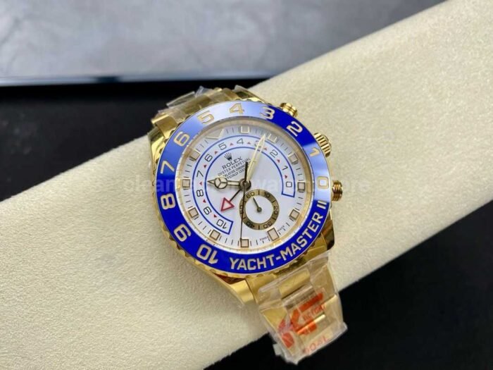 KF Factory Rolex Yacht Master II 116688 0002 44mm Full Gold White Dial 2 Super Clone Watch,Clean Factory Watch