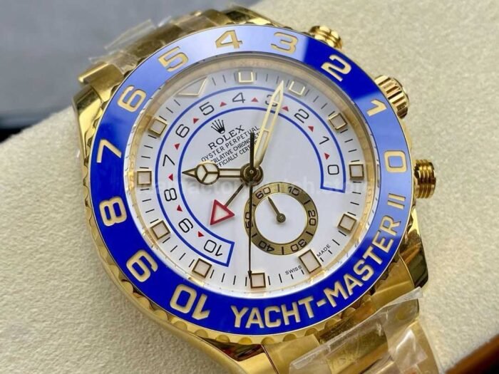 KF Factory Rolex Yacht Master II 116688 0002 44mm Full Gold White Dial 8 Super Clone Watch,Clean Factory Watch