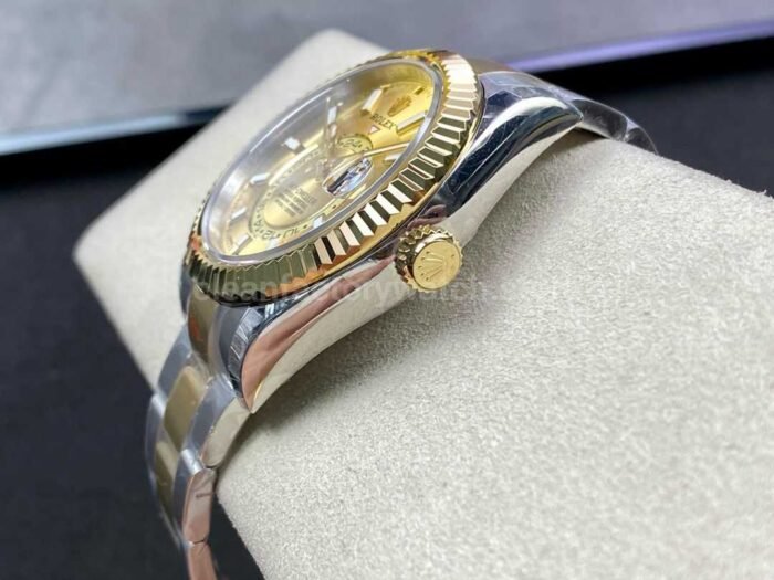 Noob Factory Rolex Sky Dweller 336933 0001 42mm Half Yellow Gold Champagne Dial 4 Super Clone Watch,Clean Factory Watch