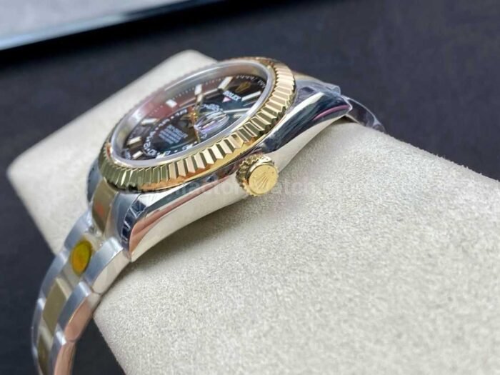 Noob Factory Rolex Sky Dweller 336933 0003 42mm Half Yellow Gold Black Dial 3 Super Clone Watch,Clean Factory Watch