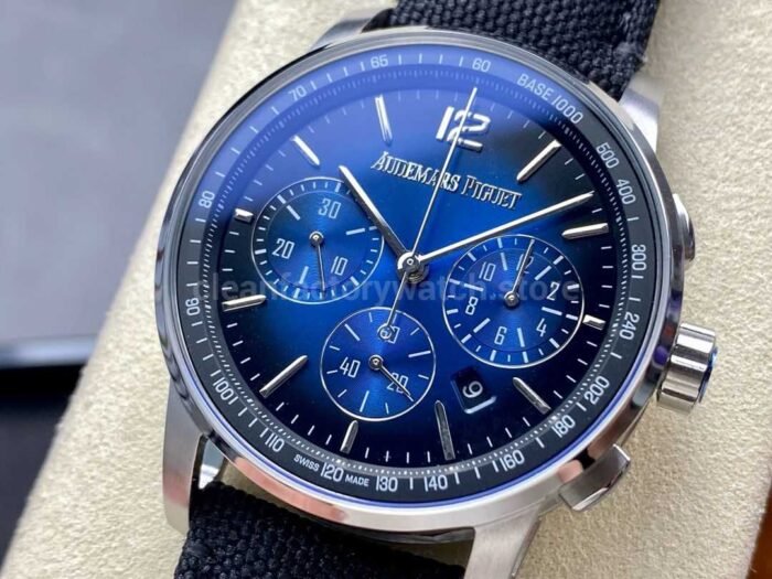 OMF Factory Audemars Piguet Code 11.59 26393BCOOA002KB01 41mm Steel Canvas Strap Blue Dial 4 Super Clone Watch,Clean Factory Watch