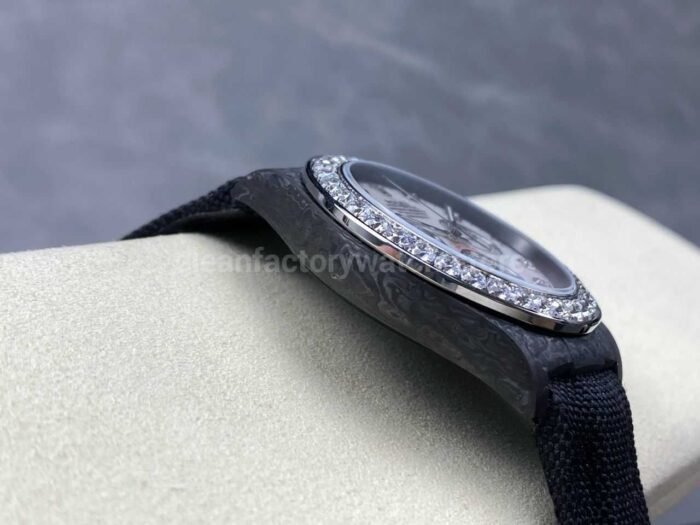 PPM Factory Rolex Daytona Modified 116500 Carbon Fiber Calf Skin Strap Moissanite Mother Of Pearl Dial - Image 5