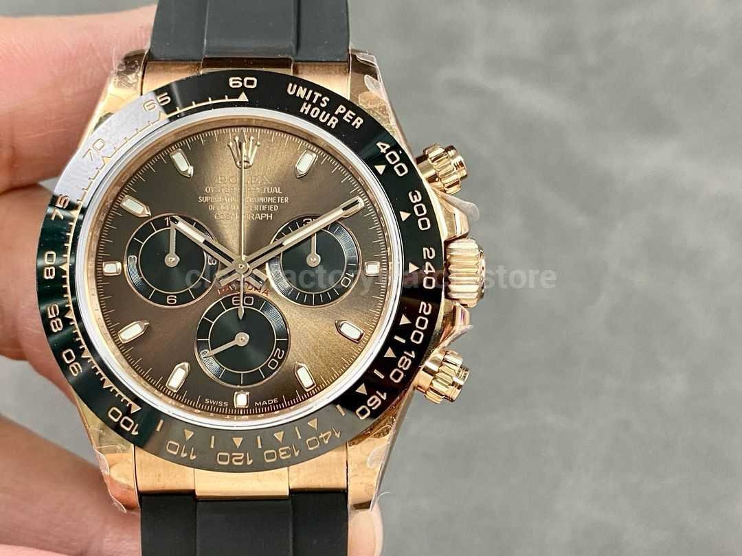QF Factory CounterWeight Rolex Daytona 116515LN-0041 40mm Rose Gold Rubber Strap Brown Dial