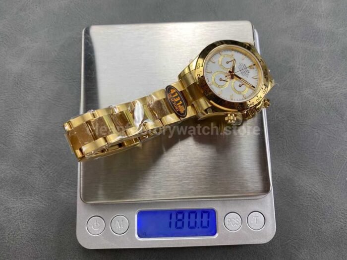 QF Factory CounterWeight Rolex Daytona 126508-0001 40mm Full Yellow Gold White Dial - Image 9