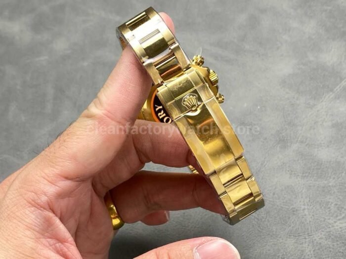 QF Factory CounterWeight Rolex Daytona 126508 0002 40mm Full Yellow Gold Champagne Eye Black Dial Super Clone Watch,Clean Factory Watch